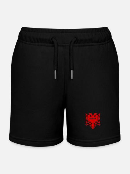 albania Albanian Eagle - Kids Organic Sweat Shorts by Stanley/Stella - black