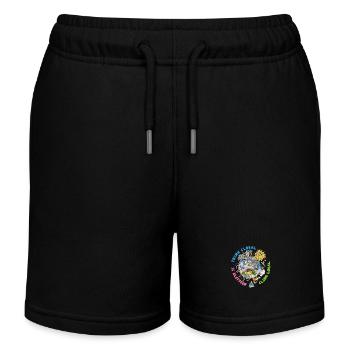 Think Global Climb Local Bright Background - Kids Organic Sweat Shorts by Stanley/Stella - black - Front