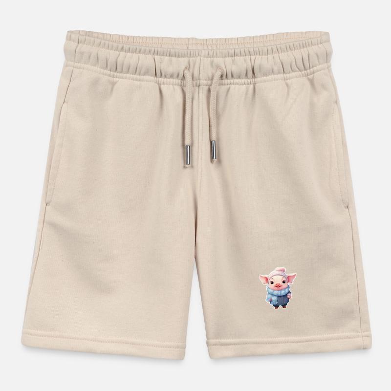 Cute piggy is cold Kids Organic Sweat Shorts by Stanley/Stella