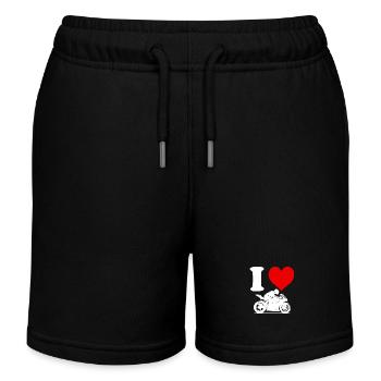 I Love Racing Motorcycle Funny Heart Funny - Kids Organic Sweat Shorts by Stanley/Stella - black - Front