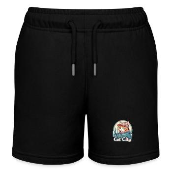 Mode urbaine stylée : les tendances de Kitten City - Short de jogging enfant bio Stanley/Stella - noir - Devant