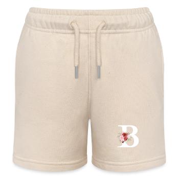 Lettre b floral rouge - Short de jogging enfant bio Stanley/Stella - écru doux - Devant