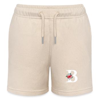 Lettre b floral rouge - Short de jogging enfant bio Stanley/Stella - écru doux - Devant