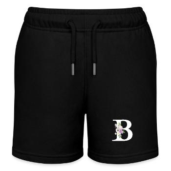 Lila Blumenbuchstabe b - Kinder Organic Joggingshorts Mini Bolter von Stanley/Stella - Schwarz - Vorne