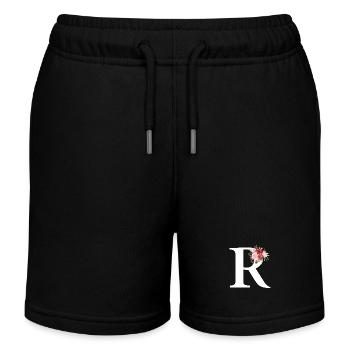 Red Floral Letter R - Kids Organic Sweat Shorts by Stanley/Stella - black - Front