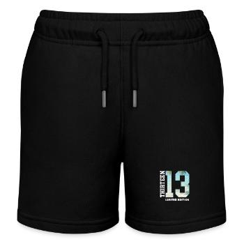 13th Birthday Gift Son Daughter - Kids Organic Sweat Shorts by Stanley/Stella - black - Front