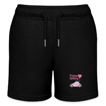 Joyeux anniversaire 7 Police Rose - Short de jogging enfant bio Stanley/Stella - noir - Devant