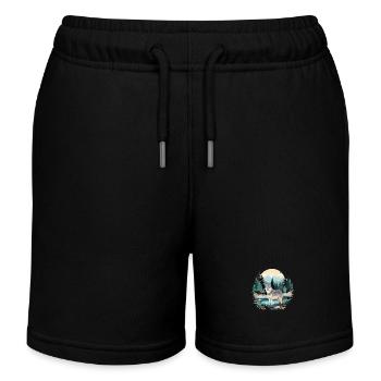 Wolf Wildlife Animal Nature Outdoors Watercolour - Kids Organic Sweat Shorts by Stanley/Stella - black - Front