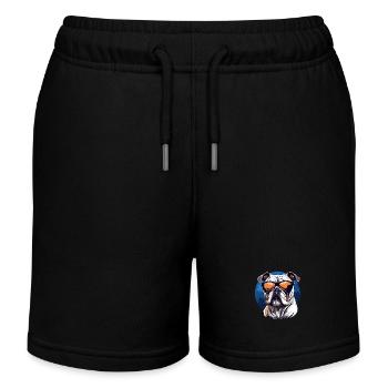 Old english Bulldog mit Sonnenbrille - Kinder Organic Joggingshorts Mini Bolter von Stanley/Stella - Schwarz - Vorne
