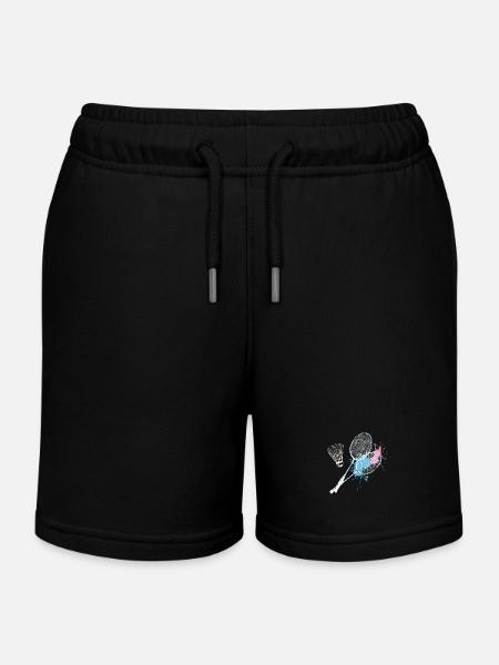 badminton,badminton, coloré, peinture,graffiti, bleu - Short de jogging enfant bio Stanley/Stella - noir
