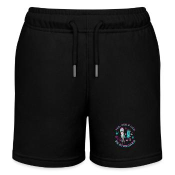 Yes Girls Can Skateboard Skateboarder Skater Femmes - Short de jogging enfant bio Stanley/Stella - noir - Devant