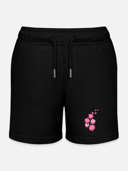 ORCHIDÉES fleur - cadeau d'amour - rose rose - Stanley/Stella børne sweatshorts økologisk - sort