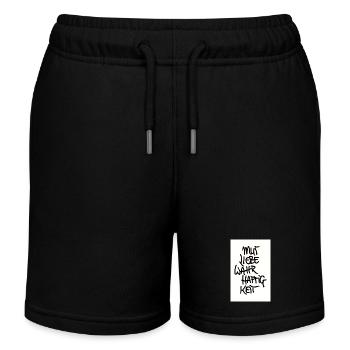 MUT, LIEBE, WAHRHAFTIGKEIT - Kinder Organic Joggingshorts Mini Bolter von Stanley/Stella - Schwarz - Vorne