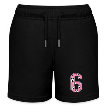 6 Geburtstag Fußball rosa - Kinder Organic Joggingshorts Mini Bolter von Stanley/Stella - Schwarz - Vorne