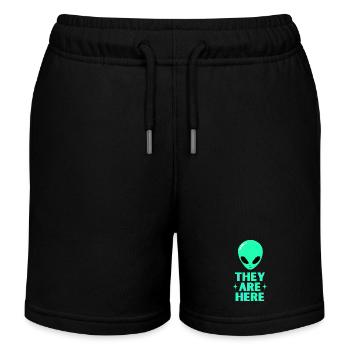 Alien-Kopf, sie sind hier - Kinder Organic Joggingshorts Mini Bolter von Stanley/Stella - Schwarz - Vorne