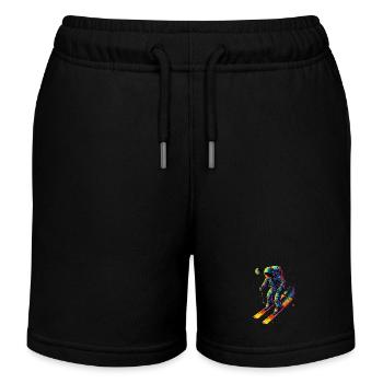 Raumfahrer auf Skiern - Kinder Organic Joggingshorts Mini Bolter von Stanley/Stella - Schwarz - Vorne