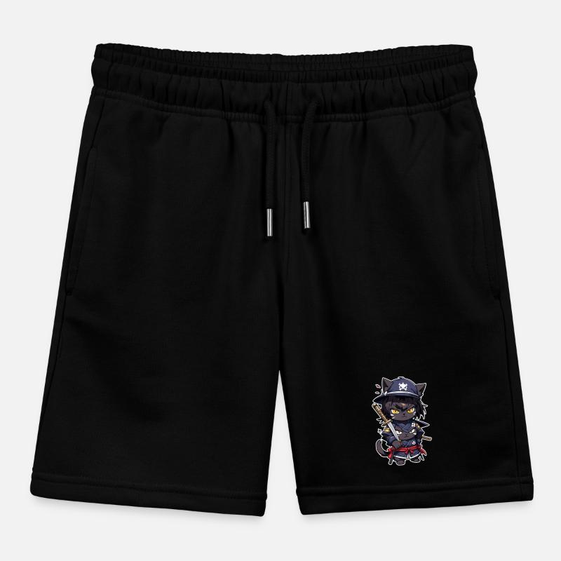 Ninja Cat - Samurai Kitten Kids Organic Sweat Shorts by Stanley/Stella