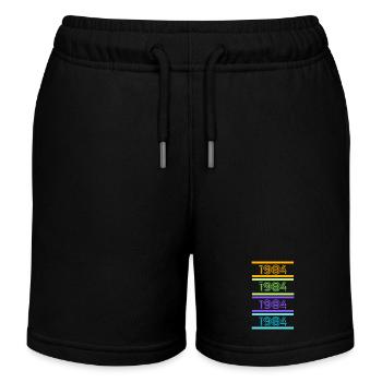 1984 Retro Streifen - Kinder Organic Joggingshorts Mini Bolter von Stanley/Stella - Schwarz - Vorne