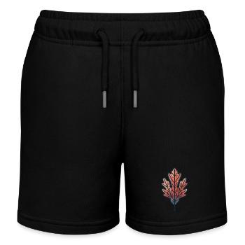 Rustic Autumn Leaf Illustration - Kids Organic Sweat Shorts by Stanley/Stella - black - Front