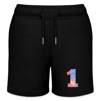 Colorful Number 1 - Kids Organic Sweat Shorts by Stanley/Stella - black - Front