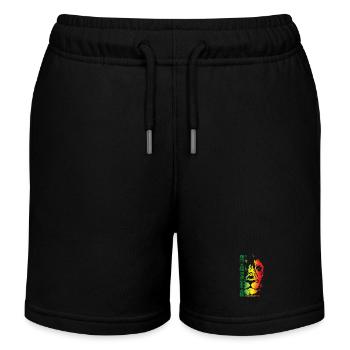 Rasta Löwe Regenbogen Stil - Kinder Organic Joggingshorts Mini Bolter von Stanley/Stella - Schwarz - Vorne