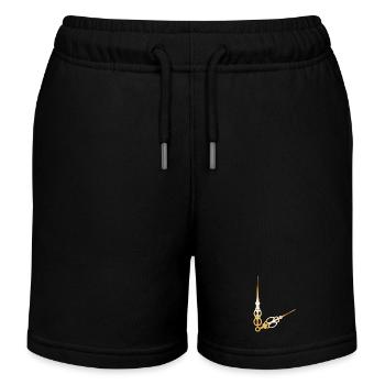 golden big and small clock hands - Kids Organic Sweat Shorts by Stanley/Stella - black - Front