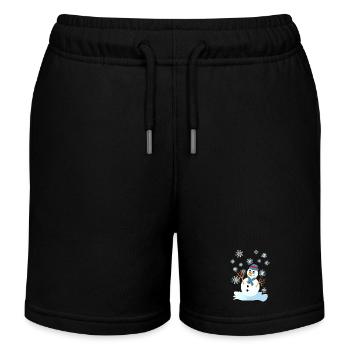 Schneemann und Schneeflocken coole Weihnachten - Kinder Organic Joggingshorts Mini Bolter von Stanley/Stella - Schwarz - Vorne