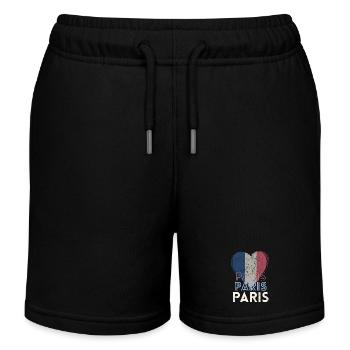 Badge retro, Paris France est ma ville natale - Short de jogging enfant bio Stanley/Stella - noir - Devant