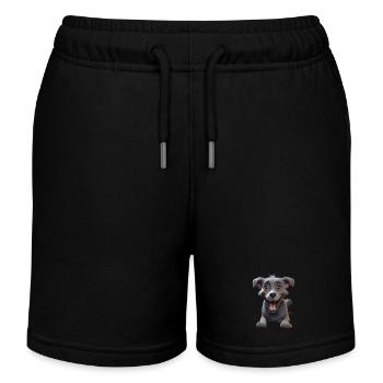 Grinsende Graue Welpe Abenteuer - Kinder Organic Joggingshorts Mini Bolter von Stanley/Stella - Schwarz - Vorne