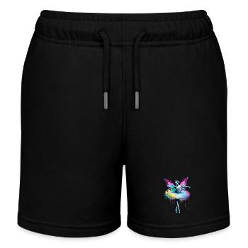 Ballerina mit Schmetterlingsflügeln, Schmetterlingen, Tutu - Kinder Organic Joggingshorts Mini Bolter von Stanley/Stella - Schwarz - Vorne