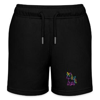 Süßes Pegasus Einhorn | Neon Design Fantasymotiv - Kinder Organic Joggingshorts Mini Bolter von Stanley/Stella - Schwarz - Vorne