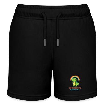 Erster Schultag | Dino mit Ranzen & Regenbogen - Kinder Organic Joggingshorts Mini Bolter von Stanley/Stella - Schwarz - Vorne