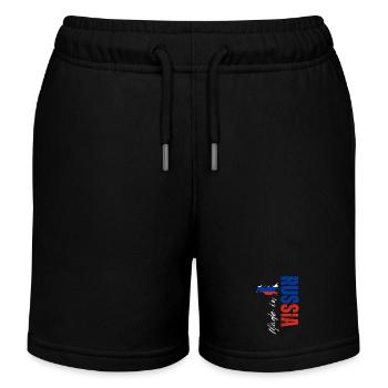 Hergestellt in Russland, vertikales Design - Kinder Organic Joggingshorts Mini Bolter von Stanley/Stella - Schwarz - Vorne