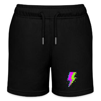 Psychedelischer digitaler Strahl - Kinder Organic Joggingshorts Mini Bolter von Stanley/Stella - Schwarz - Vorne