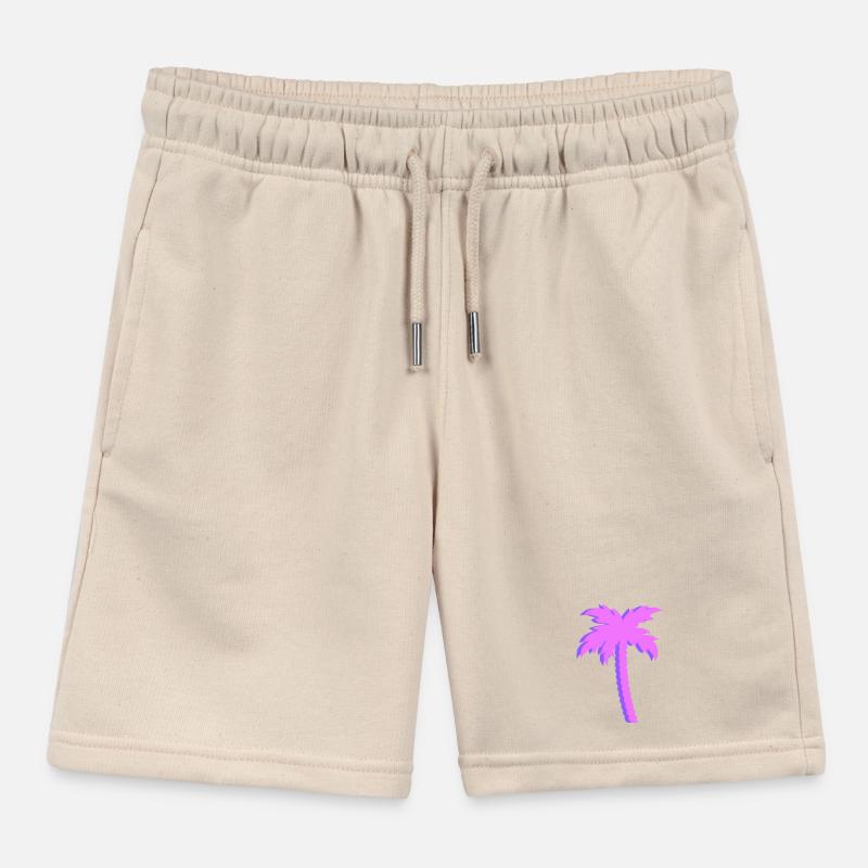 Purple Palm Trees Gradient Kids Organic Sweat Shorts by Stanley/Stella