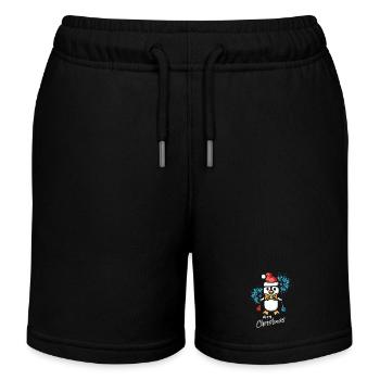 Weihnachtspinguin mit Schneeflocken - Kinder Organic Joggingshorts Mini Bolter von Stanley/Stella - Schwarz - Vorne