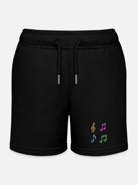 Neon Musiknoten – Music Vibes - Kinder Organic Joggingshorts Mini Bolter von Stanley/Stella - Schwarz