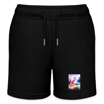 Lynx in the mountain forest (watercolour) - Kids Organic Sweat Shorts by Stanley/Stella - black - Front