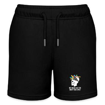 Tabs Open Skull Brain Meme - Kids Organic Sweat Shorts by Stanley/Stella - black - Front