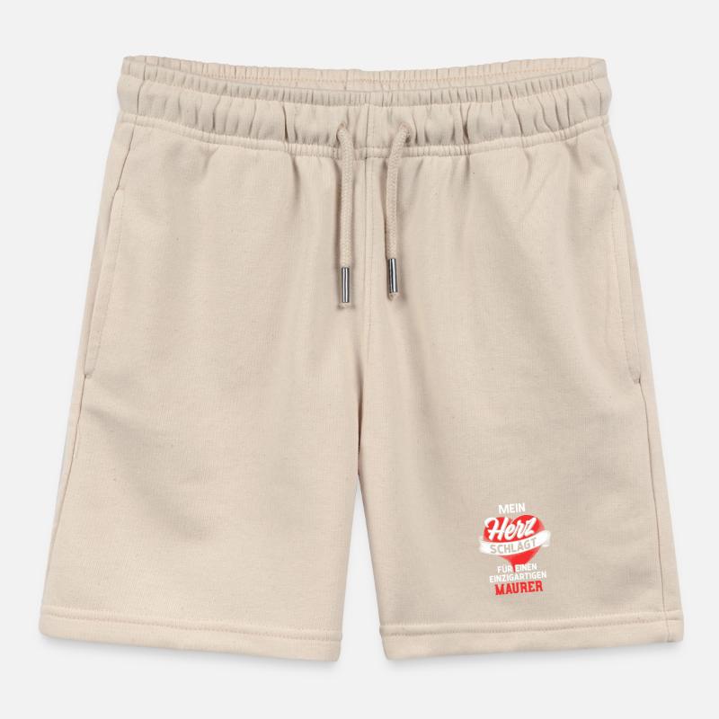 Heart beats for a bricklayer Kids Organic Sweat Shorts by Stanley/Stella