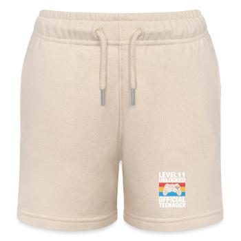 Level 11 Unlocked Official Teenager - Kids Organic Sweat Shorts by Stanley/Stella - soft Ecru - Front