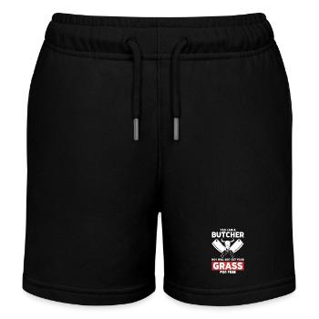Humour Boucher Coupe Pas Herbe - Short de jogging enfant bio Stanley/Stella - noir - Devant