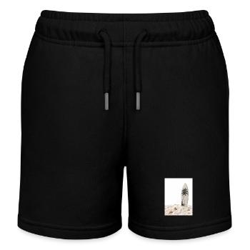 Surfbrett im Sand - Kinder Organic Joggingshorts Mini Bolter von Stanley/Stella - Schwarz - Vorne