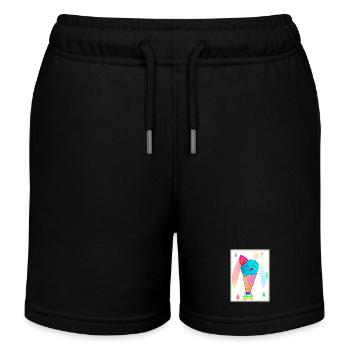 Kunterbunte Kawaii-Eiscreme - Kinder Organic Joggingshorts Mini Bolter von Stanley/Stella - Schwarz - Vorne