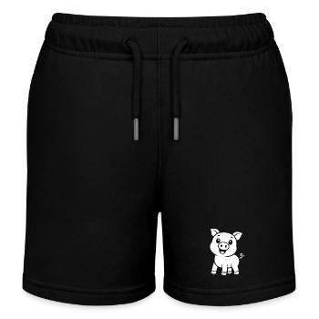 Süßes Schweinchen Silhouette Tiermotiv - Kinder Organic Joggingshorts Mini Bolter von Stanley/Stella - Schwarz - Vorne