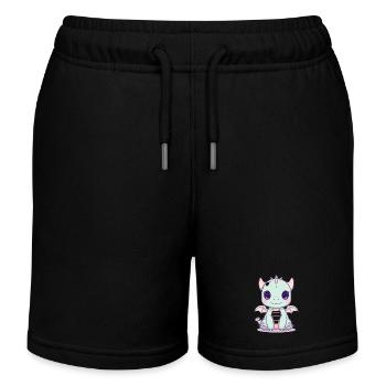 Mint dragon with wings - Kids Organic Sweat Shorts by Stanley/Stella - black - Front