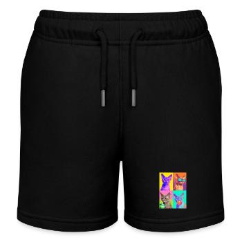 Cats Devon Rex Cat - Kids Organic Sweat Shorts by Stanley/Stella - black - Front