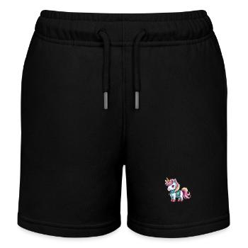 Einhorn Wandkunst, niedliches, buntes Einhorn - Kinder Organic Joggingshorts Mini Bolter von Stanley/Stella - Schwarz - Vorne
