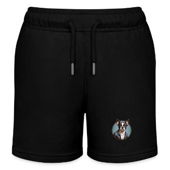 Boston Terrier Portrait Bostie Portrait - Short de jogging enfant bio Stanley/Stella - noir - Devant