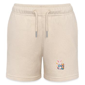 Easter Bunny with Multiple Eggs - Kids Organic Sweat Shorts by Stanley/Stella - soft Ecru - Front